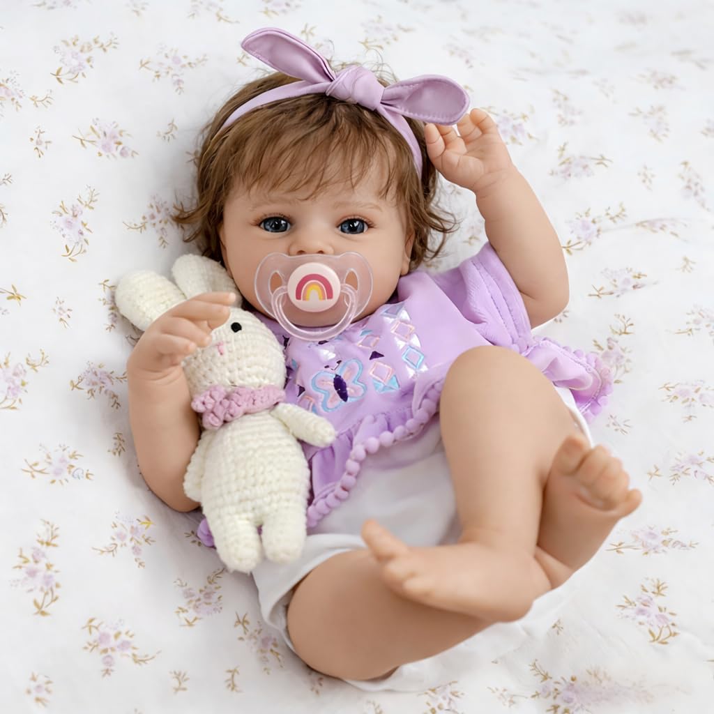 SCOM Realistic Reborn Baby Dolls with Baby Accessories - 20 inch Lifelike Baby Doll Girl, Soft Cutton Body & Handmade Silicone Limbs, Toddler for Age 3+,Birthday Gift