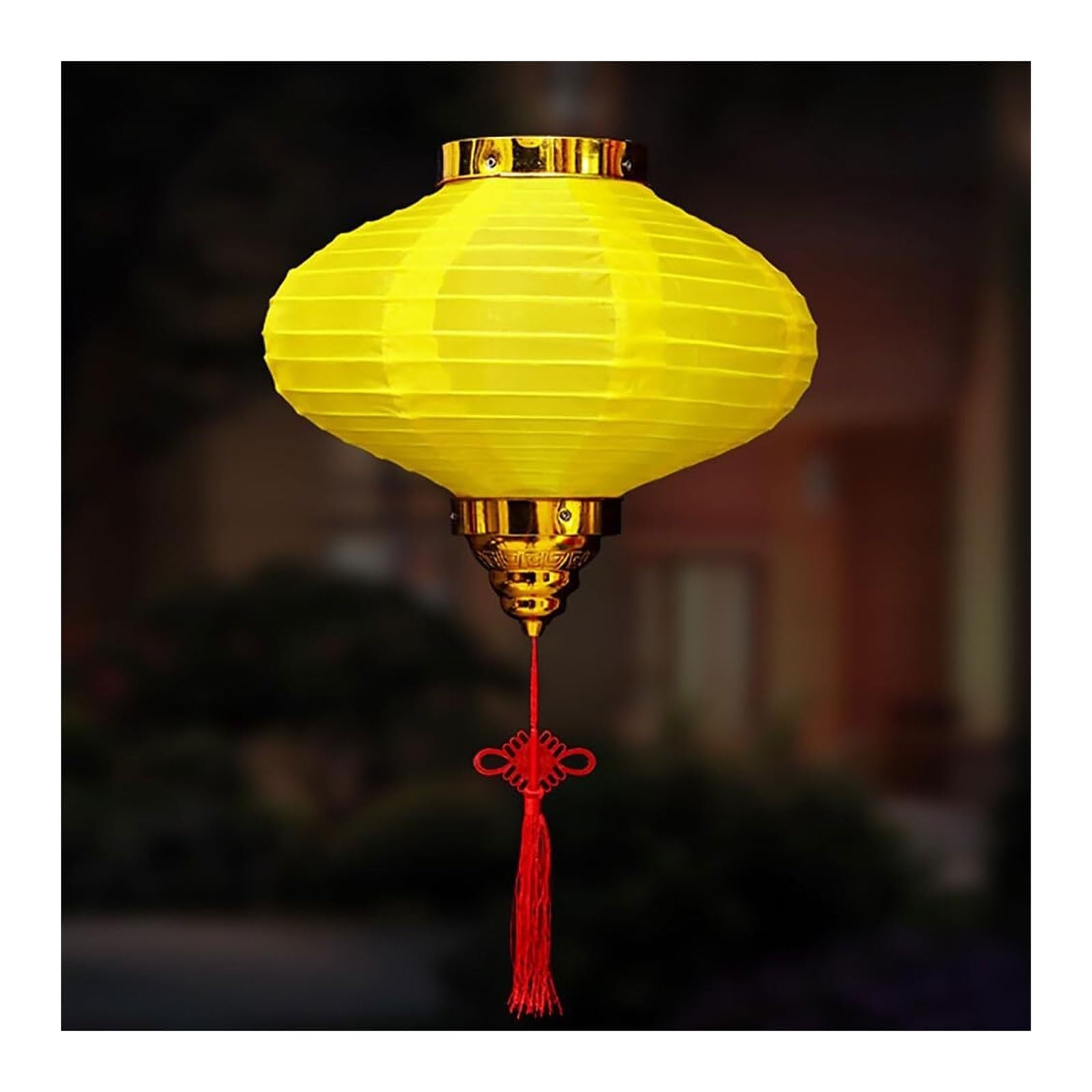 Asian Lantern, 2PCS Vietnamese Satin Lanterns Oriental Decorative Hanging for Weddings Festivals and Garden Parties Outdoor Decoration(Yellow,12inch)