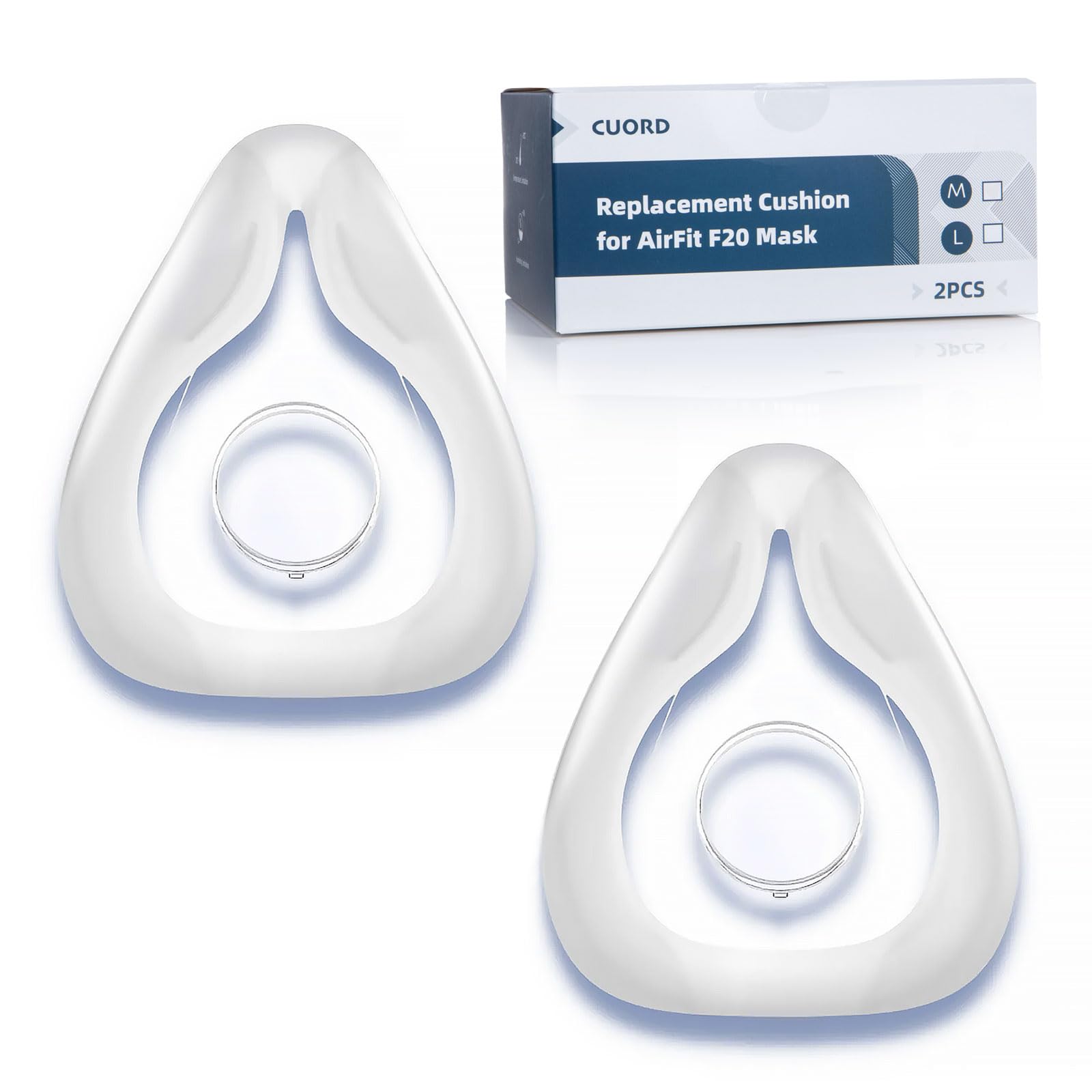 Photo 1 of 2-Pack Replacement Cushion for ResMed AirFit F20, Compatible with Original Airfit F20 Full Face Mask, Reliable Seal & Perfect Fit, Covers Nose and Mouth, Large