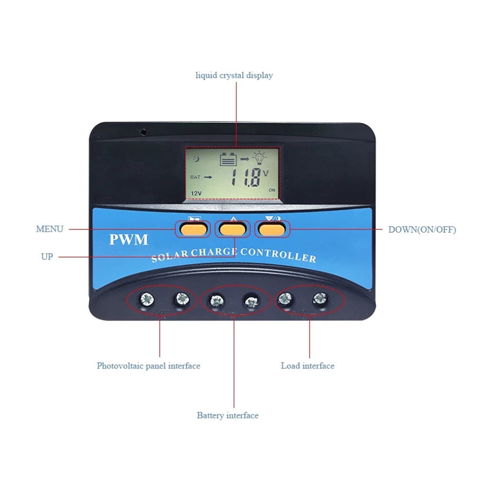 Regolatore di Carica Pannello Solare, Regolatore di Carica Solare 40A 50A 60A Regolatore di Carica PWM 12V 24V 48V Regolatore del Pannello Solare Display LCD Dual USB 5V(50A)