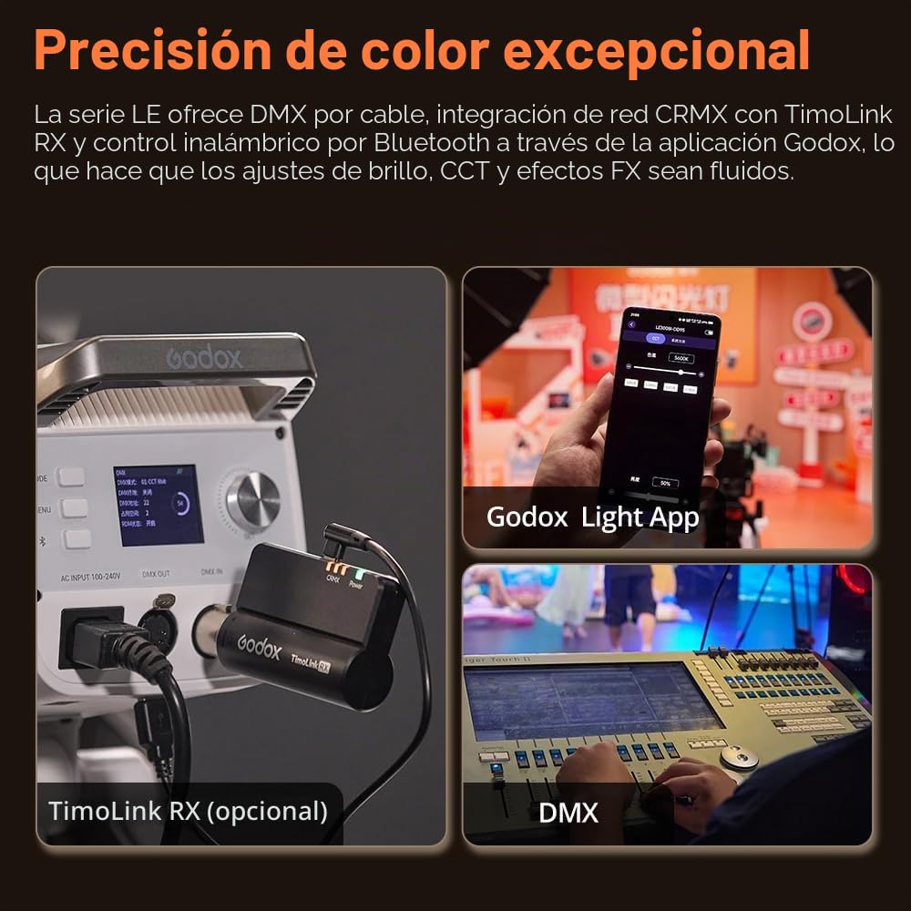 GODOX LE200Bi Kit de iluminación LED para vídeo, COB Bicolor de 220 W con 90 cm softbox, Soporte de 280 cm, 2800 K-6500 K, CRI 98+, Control Bluetooth/DMX para Estudio, grabación de Youtube.