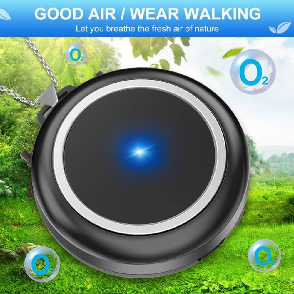 AMERTEER Portable Air Purifier Necklace, Personal Air Purifier, Travel Personal Mini Air Purifier, Ion Generator Air Cleaner, Compact USB Charging, Remove Pets Smell, Smoke and Dust (Black) 3