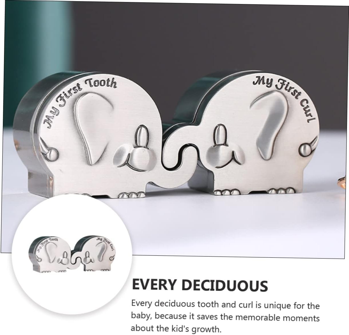 Toddmomy 1pair Lovely Elephant Shape Keepsake Box for First Tooth and Hair Curl for Newborn Memories for Christening Birthdays and Holidays