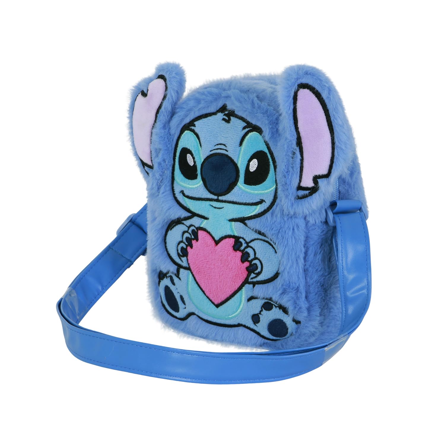 Disney Lilo and Stitch Heart-Square Plush Crossbody Bag, Blue