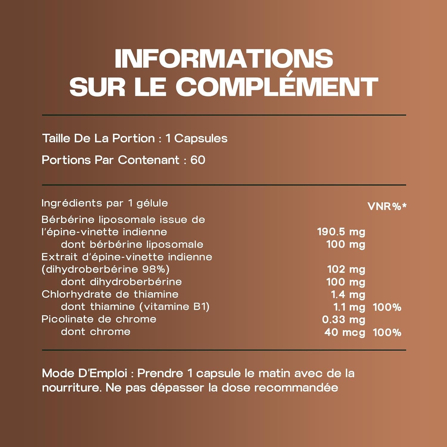 Berbérine Liposomale + Dihydroberbérine Formule | Soutien du Métabolisme avec Chrome et Thiamine, Gélules Résistantes à l’Acidité pour le Confort Digestif, Cure de 2 Mois