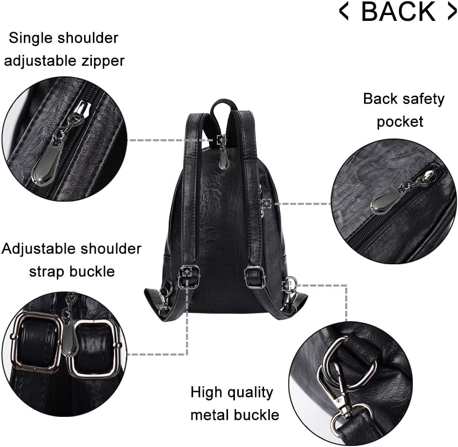 Small Backpack Purse for Women Fashion PU Leather Backpack Convertible Ladies Sling Bag - Image 7