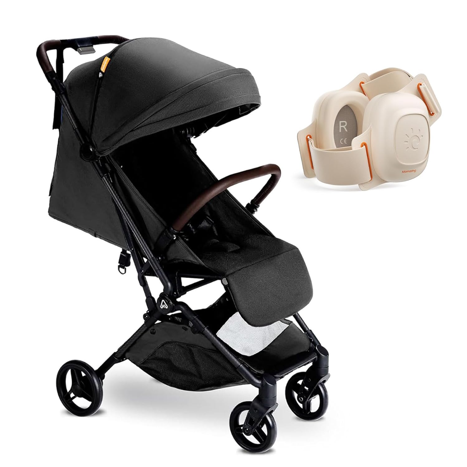 Passeggino da viaggio leggero Mamazing con telaio in fibra di carboidrato e protezione per l'orecchio del bambino per neonati e bambini