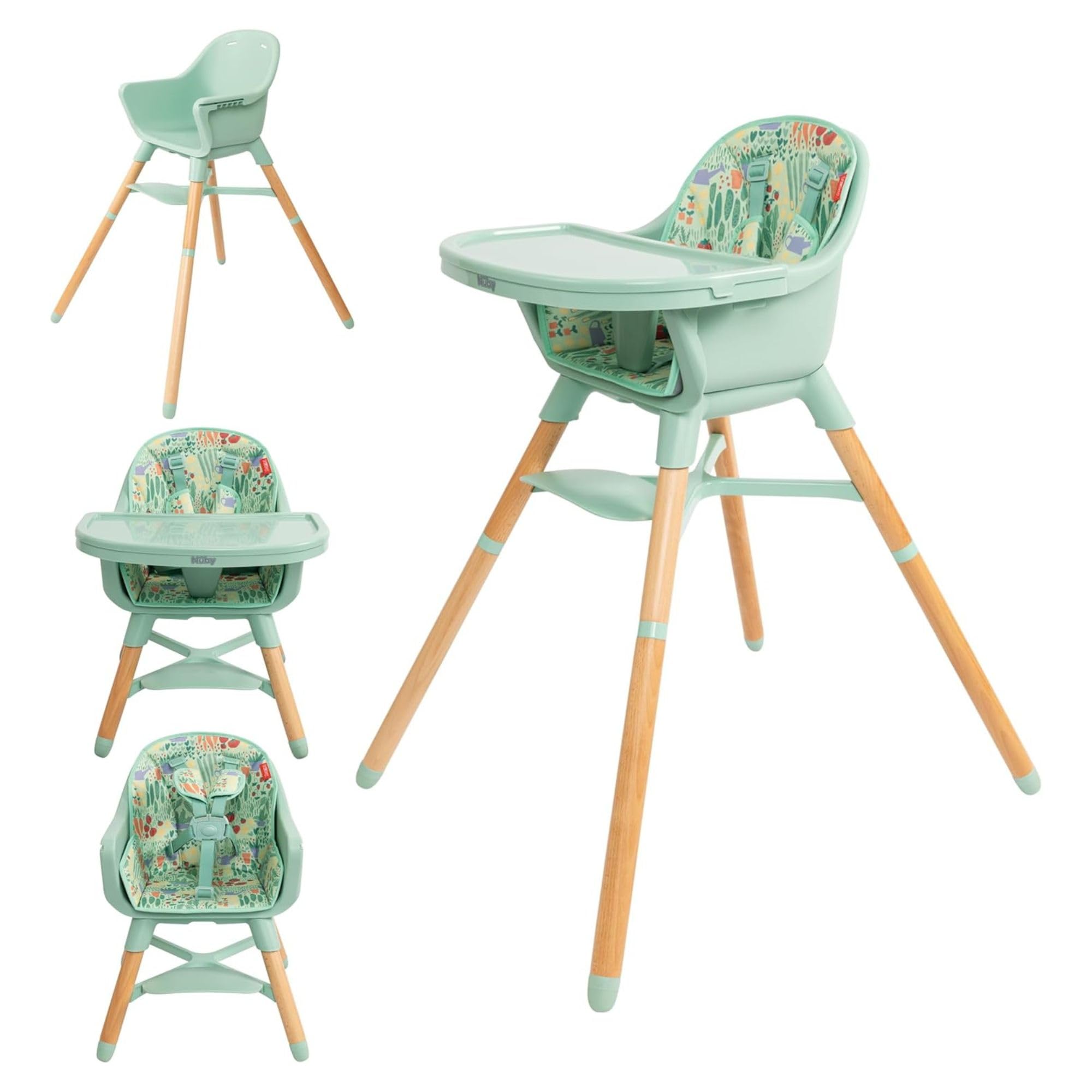 Nuby 4-in-1 Mitwachsender Hochstuhl, bis 27 kg, ab 6 Monaten, Salbeigrün