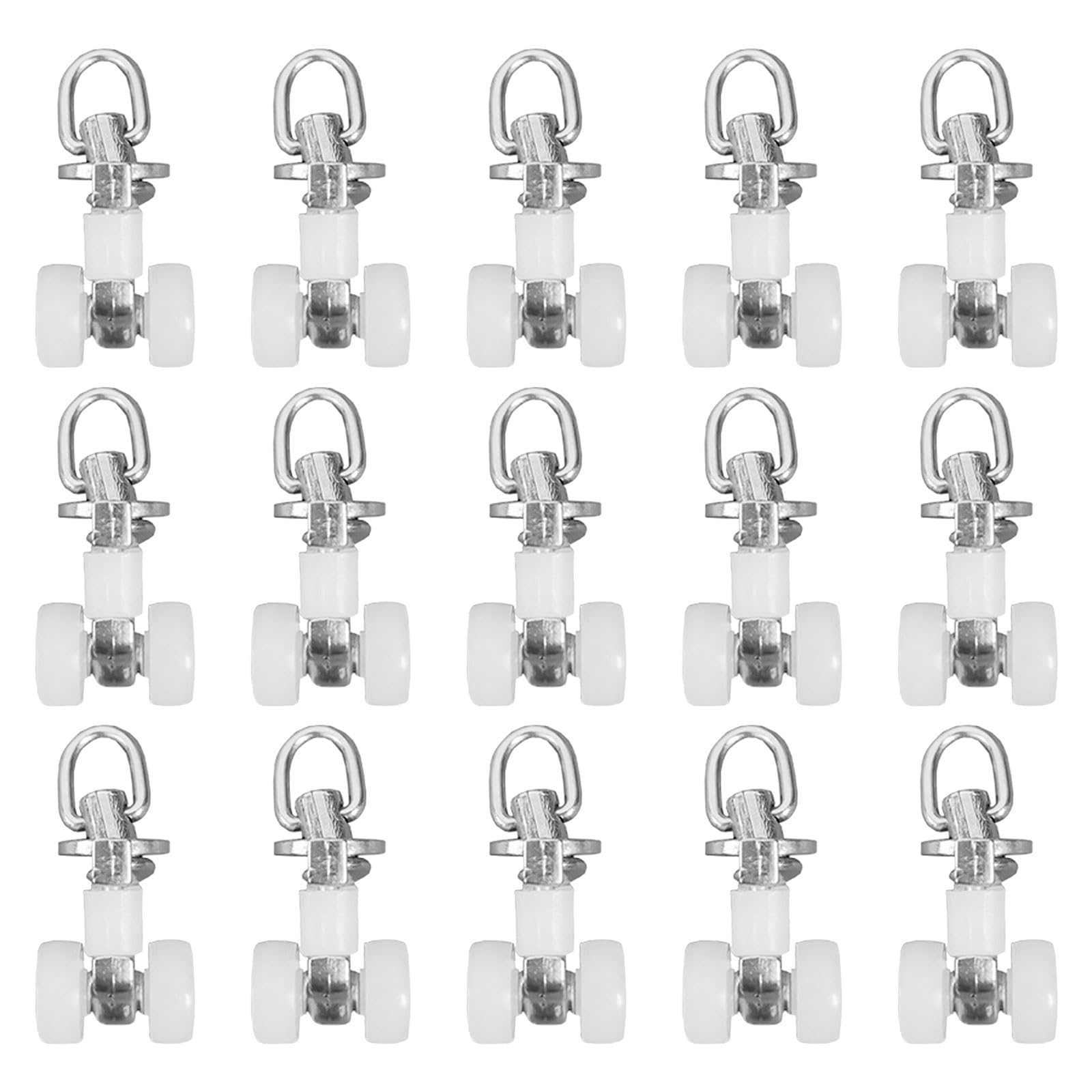 Warmhm 20pcs Curtain Track Rollers: Stainless Steel Curtain Rail Track Pulley Silent Wheeled Hook for Sliding Glider in Bedrooms Windows Shower