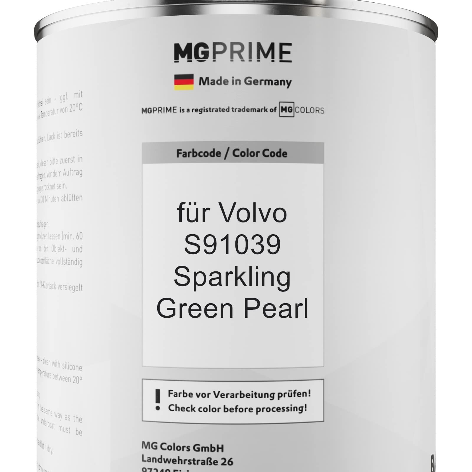 MG PRIME Lakier samochodowy Zestaw puszek dla Volvo S91039 Sparkling Green Pearl Lakier bazowy 2K Utwardzacz do lakieru bezbarwnego gotowy do natrysku 2,5L