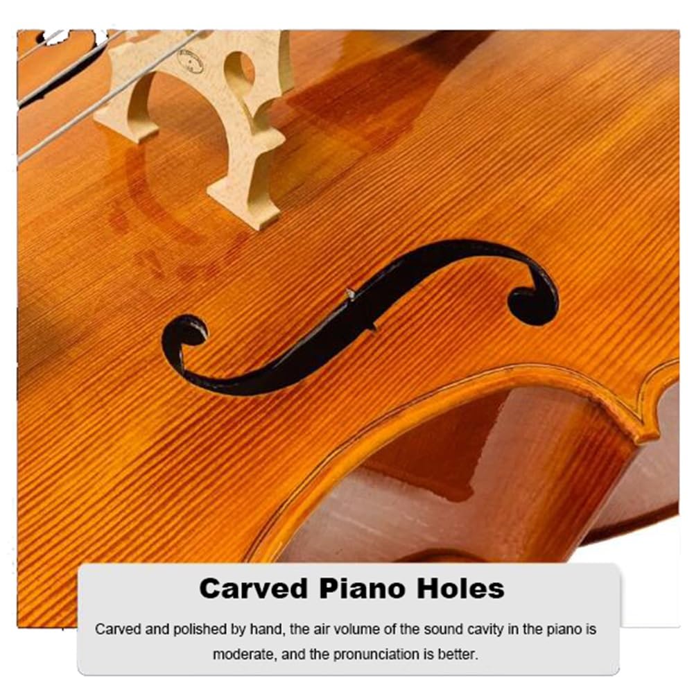 Violonchelo 4/4, Violonchelo de Madera Maciza, Parte Posterior de Arce Superior de Madera de Abeto, para Adultos Principiantes, Hecho a Mano (Size : 1/4)