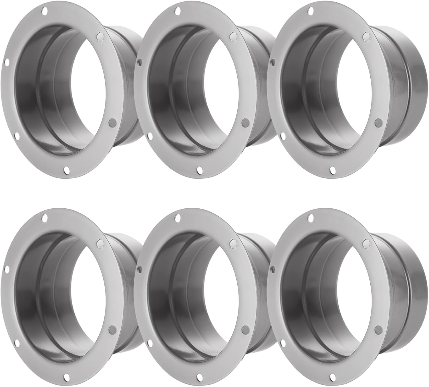 6 Pcs 3 Inch Duct Connector Flange, Galvanized Metal Straight Dryer Vent Connector Flange, Silver Dryer Vent Wall Plate for HVAC Ventilation System