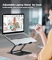 Vista 3 de Soporte ajustable para laptop para escritorio, soporte portátil y elevador, soporte plegable de aluminio para computadora portátil para MacBook Air