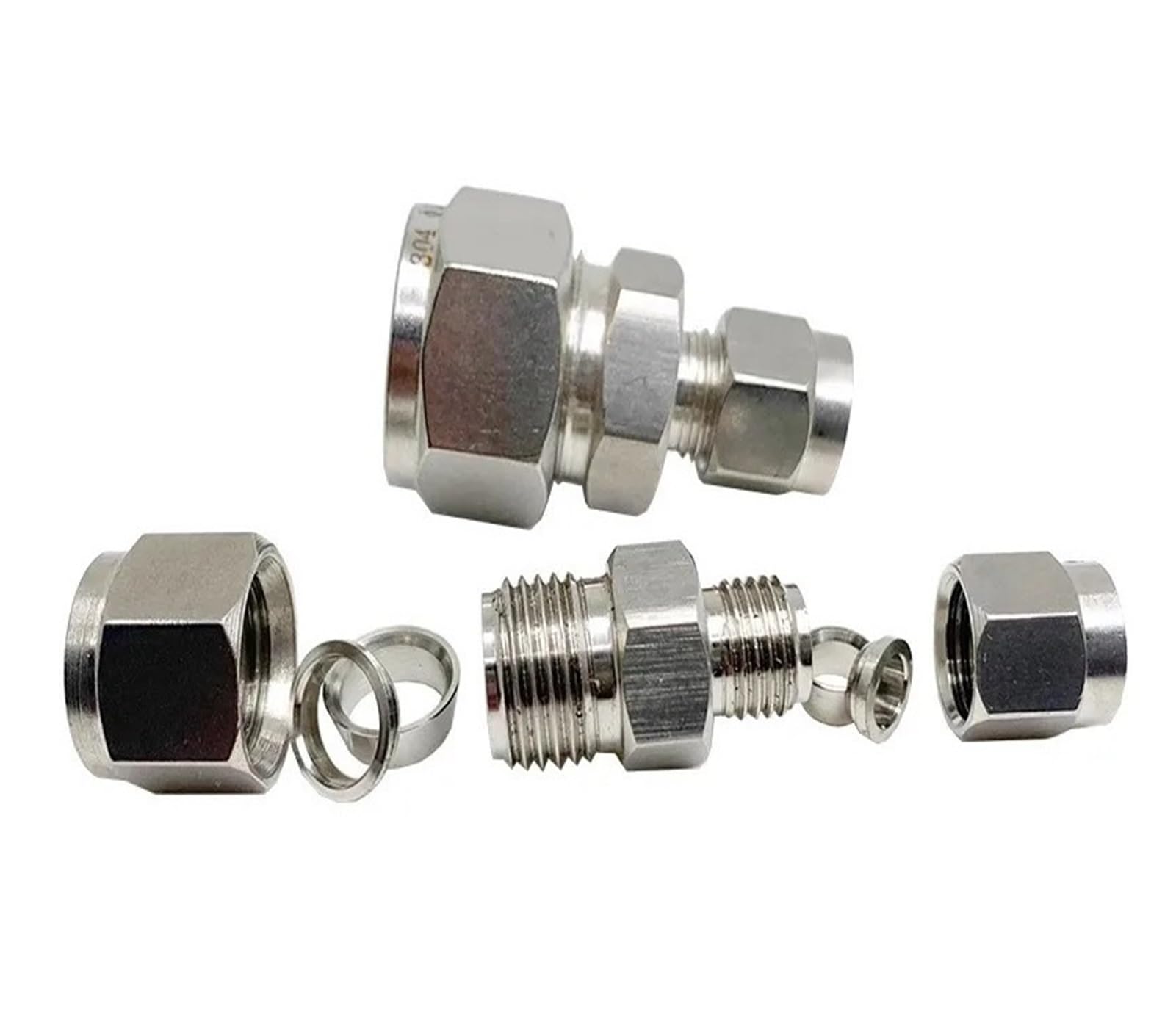 Unión de compresión tubo OD, acoplador Euqal acero inoxidable, conector tubería con tuerca seguridad UNF(12.7mm 1l2 Inch)