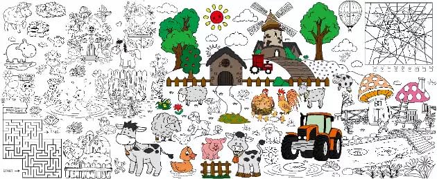 Kids Giant Coloring Poster Paper Cartoon DIY Drawing Table Cover ...
