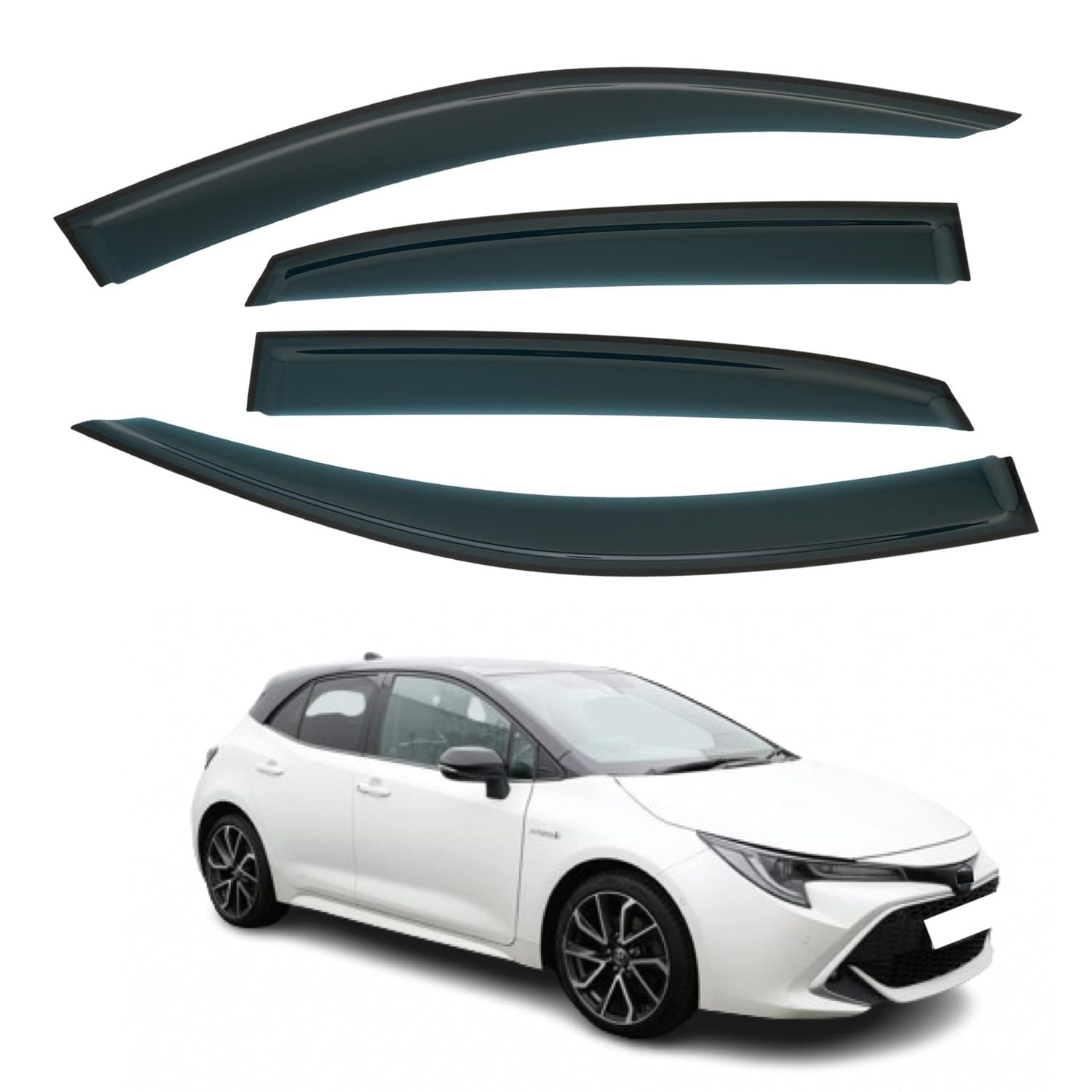 Set Of 4 STICK-ON Wind Deflectors Compatible with TOYOTA COROLLA 5-door Hatchback 2019 2020 2021 2022 2023 Models.
