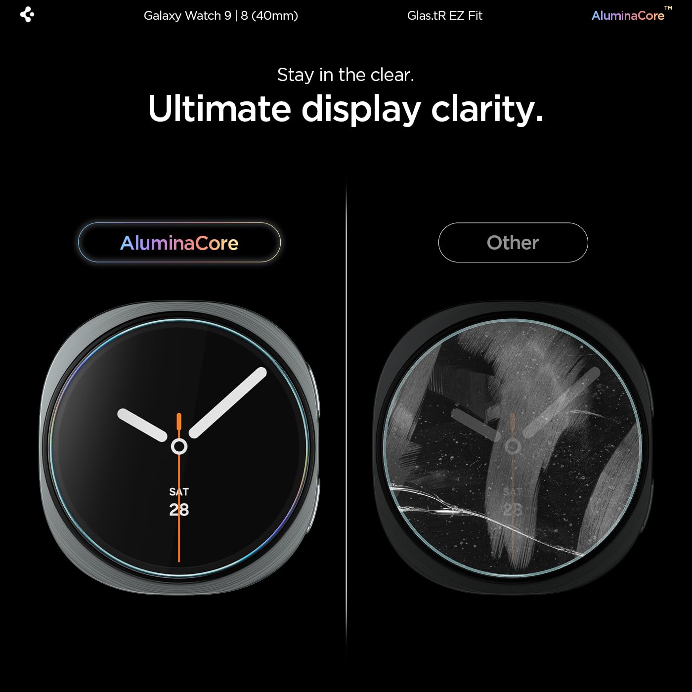 Spigen EZ Fit Tempered Glass for Galaxy Watch 9/8 (40mm) [2P] — Amazon image 5