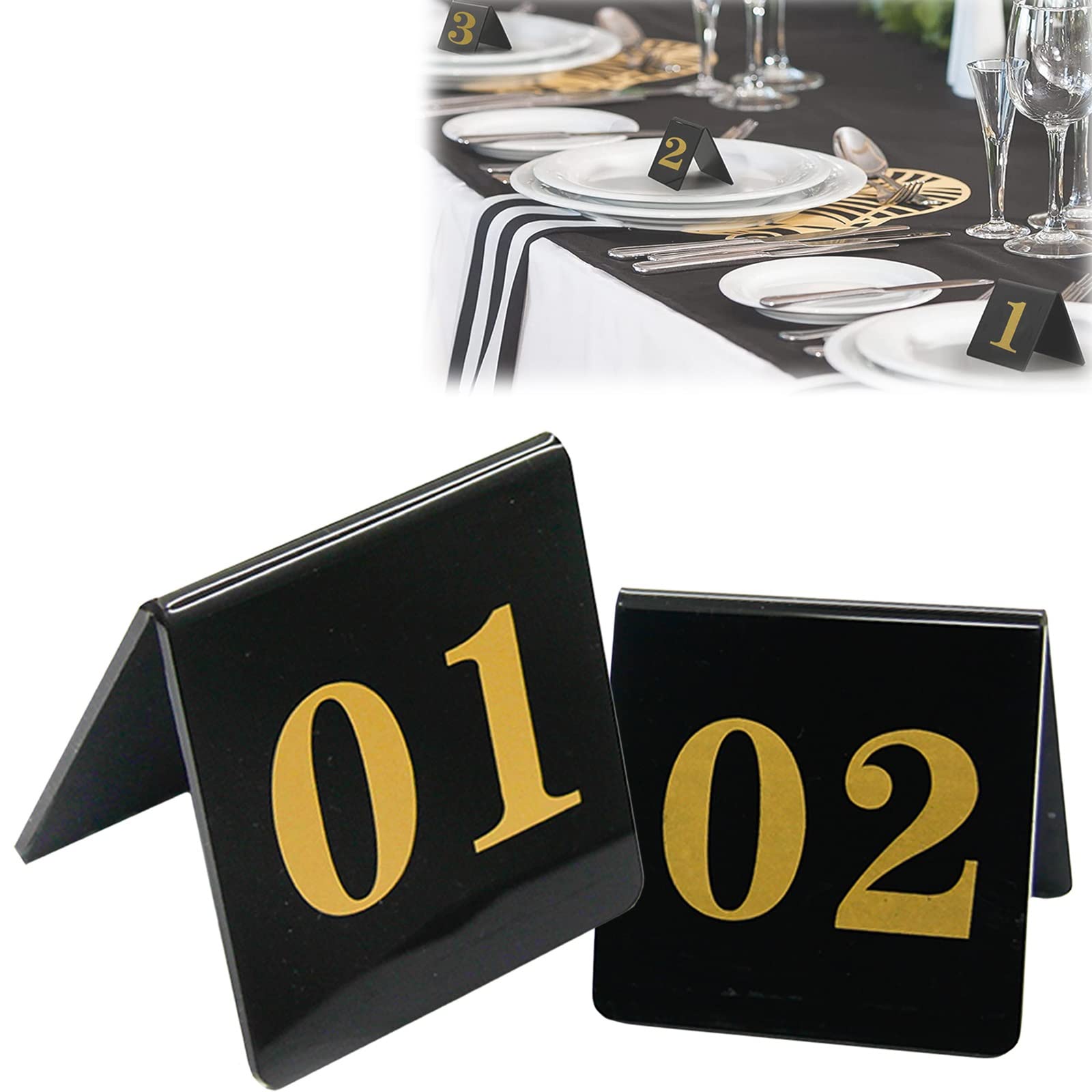 MYUYEE Restaurant Table Numbers Tent Style 8X8Cm, Number Tags For Restaurants, Cafes, Easy Seating, Space Saving, 1-100 Double-Side Stackable Table Number (1 To 100-8X8Cm)