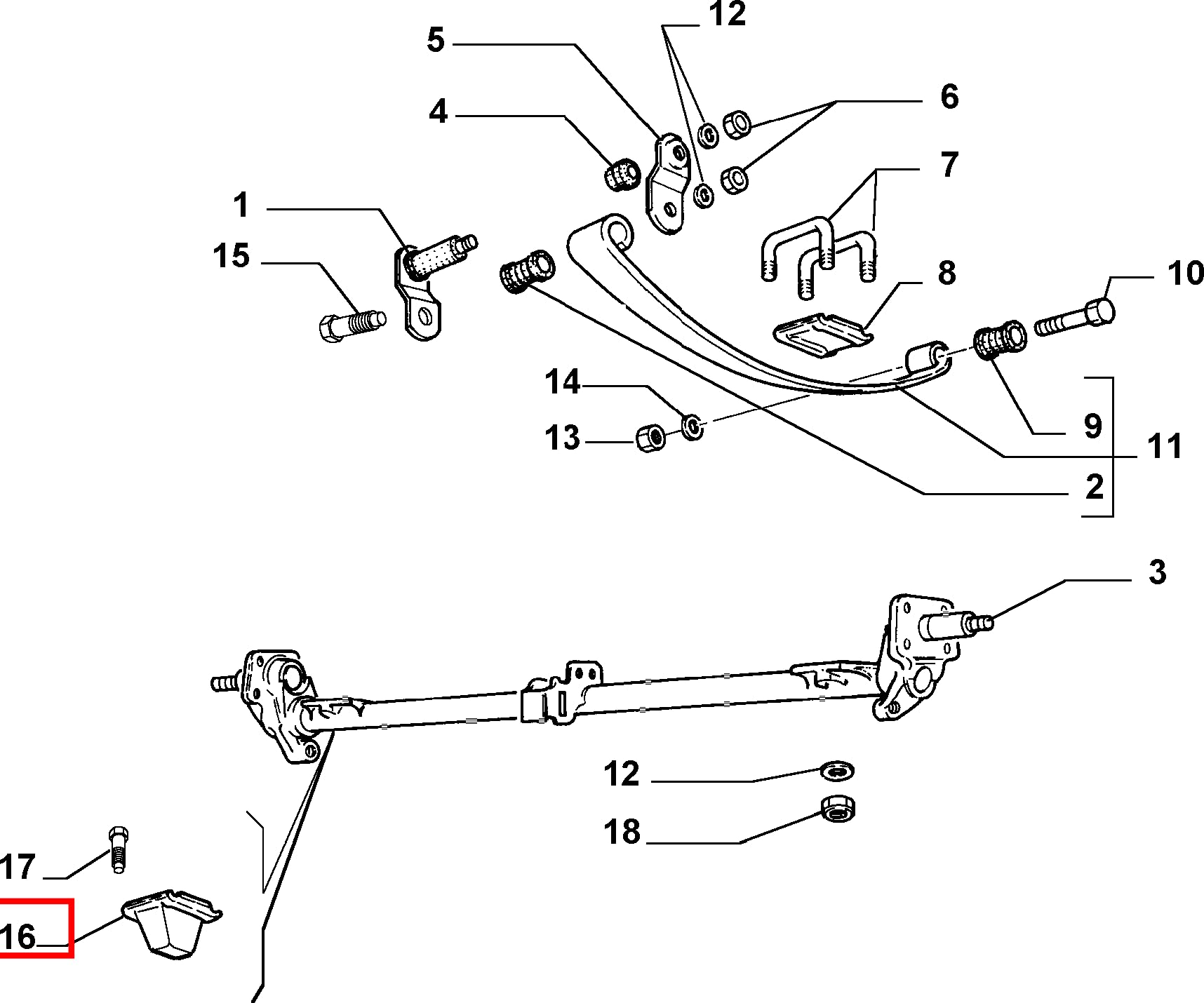 TAMPONE TRAVERSA POSTERIORE SUPPORTO BALESTRA COMPATIBILE CON FIAT STRADA 0046538993 AGM PARTS
