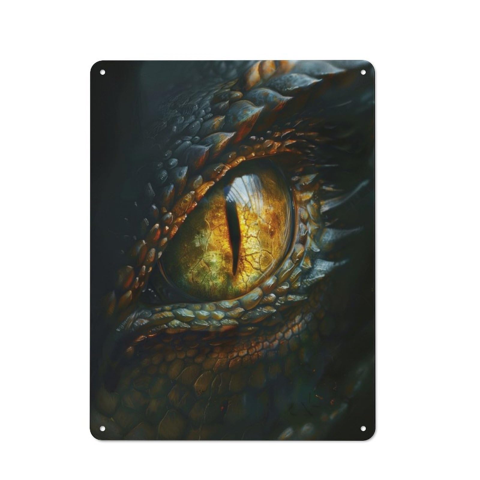 Junmoney The Eye Of The Dragon For Lounge Or Reading Corner, Rustic Tin Sign 40X30cm, For An Autumn Update To Lounge And Reading Corner