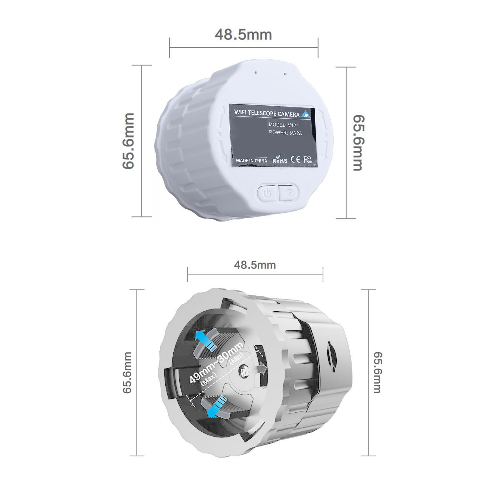Sunicon Telescope Camera, Digital Eyepiece 4MP 2K Video Recording Built in Electronic Eyepiece Camera for 1.18?1.97in Telescope (White)