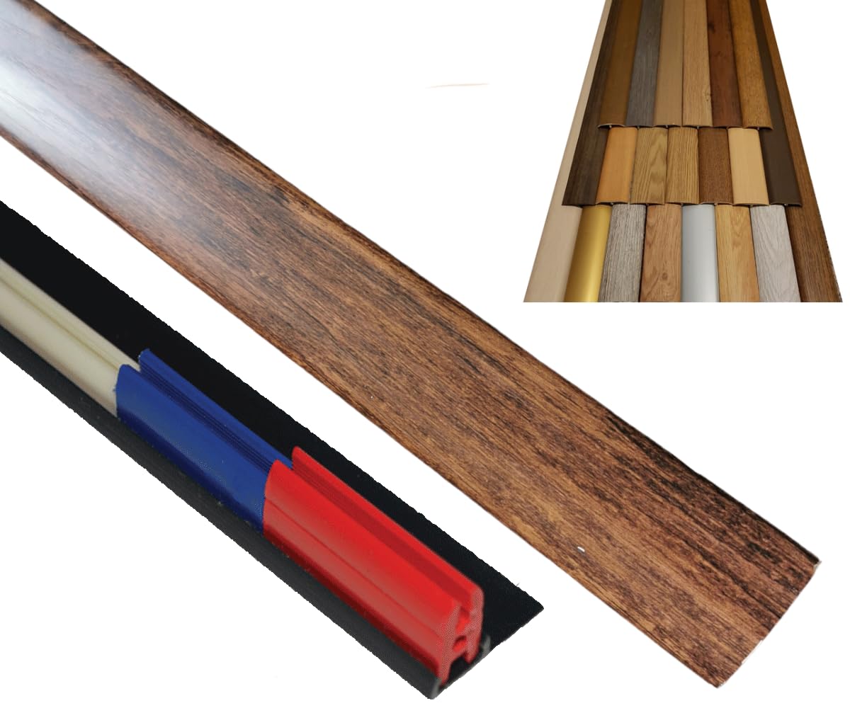 Dark Hickory Laminate Door Threshold Strip Adjustable Height/Pivots 50mm x 90cm