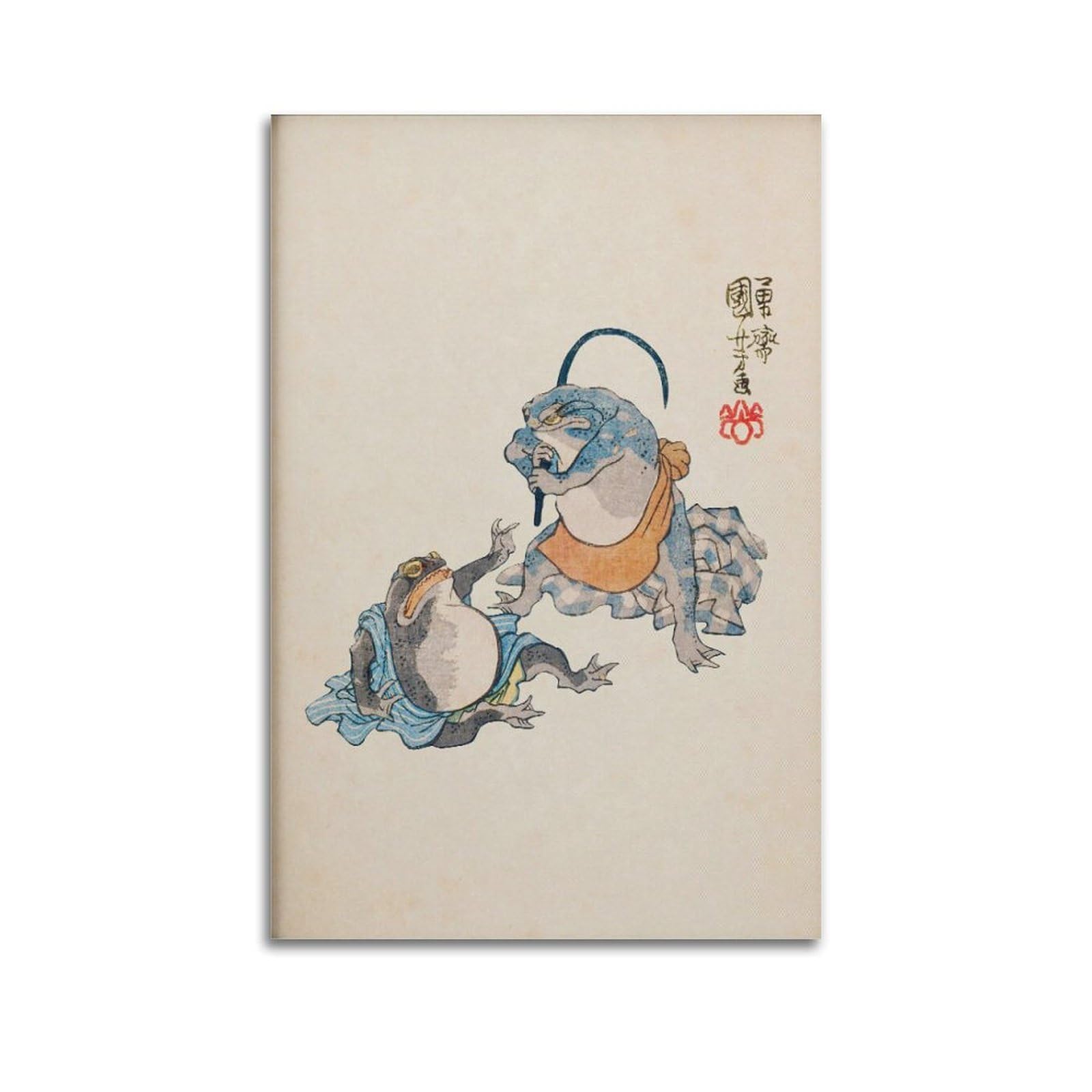 xiaoxiaoshen Vintage Japanese Frog Wabi Sabi Asian Canvas Poster Wall Art Prints Room Aesthetic Murals Bedroom And Living Decorations 20x30inch(50x75cm)