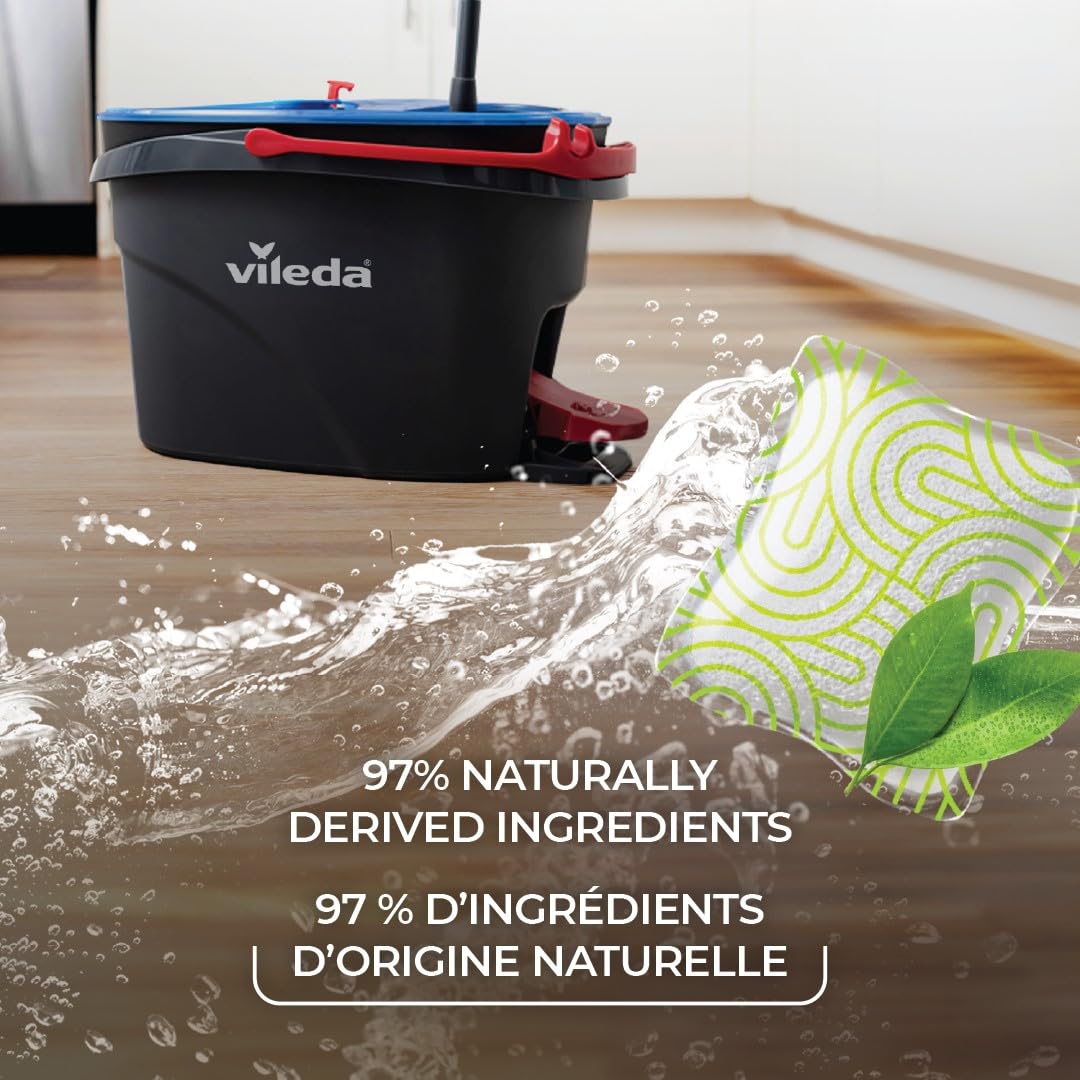Vileda Vileda PACS Floor Cleaner, Crisp Citrus Scent 10 Count (1-Pack) | Made with Naturally-Derived Ingredients | Safe to Use on All Hard Floors | Perfect for Mop Buckets in use