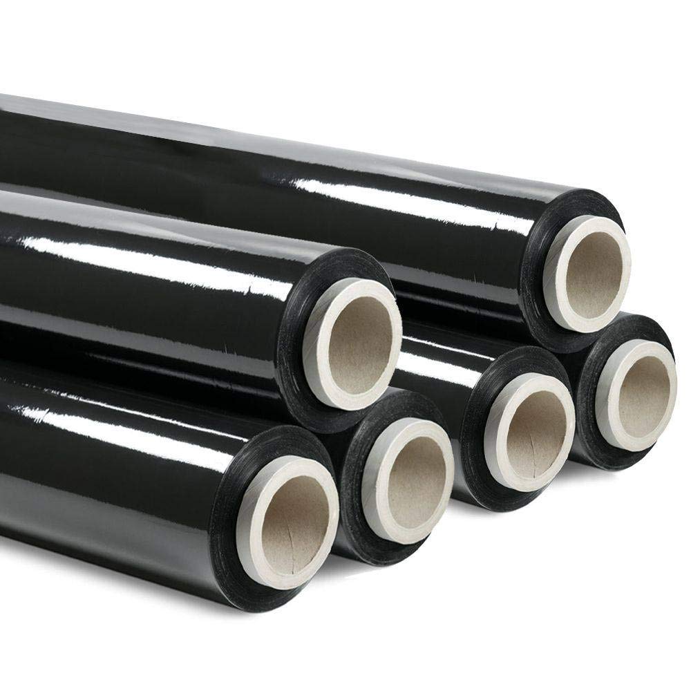 6 bobine € 50,50. Film estensibile manuale nero coprente. Peso 2.5 kg spessore 30 my.