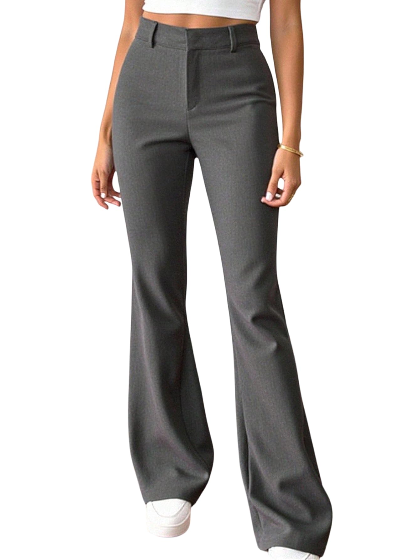 Womens Low Rise Flare Dress Pants Elegant Business Casual Bell Bottoms