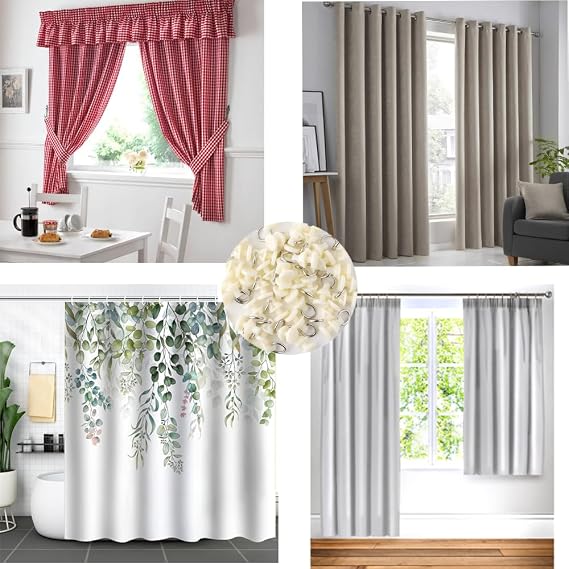 100 pcs Plastic Curtain Hooks Gliders, Mute Rod inner rail track Slides Rollers,Caravan Curtains Hooks,Curtain Track Runners for Window Door Shower Curtains