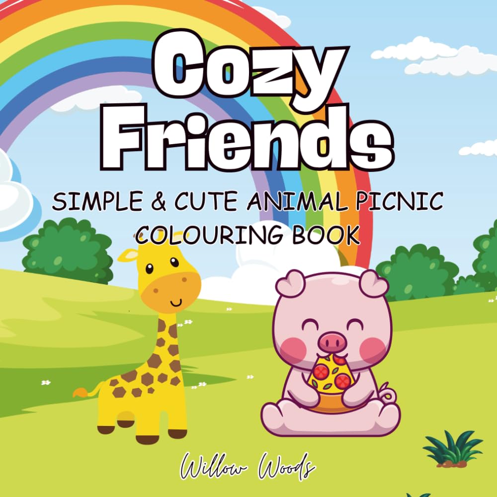 Cozy Friends: simple & cute animal picnic colouring book