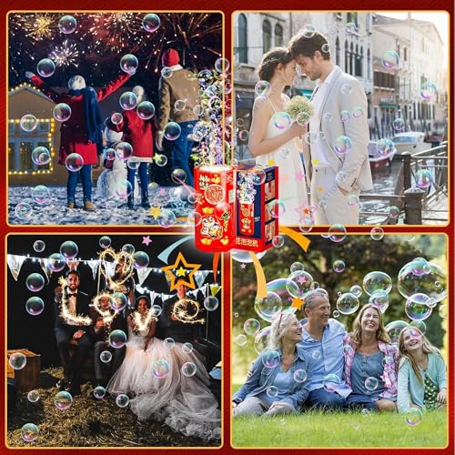 Image of SHAKTISM Tower Bubble Maker Machine, Automatic Bubble Blower for Kids & Parties, Toys with Lights & Sounds Fireworks Effect for Outdoor Indoor Party Wedding Lawn Decoration, Red