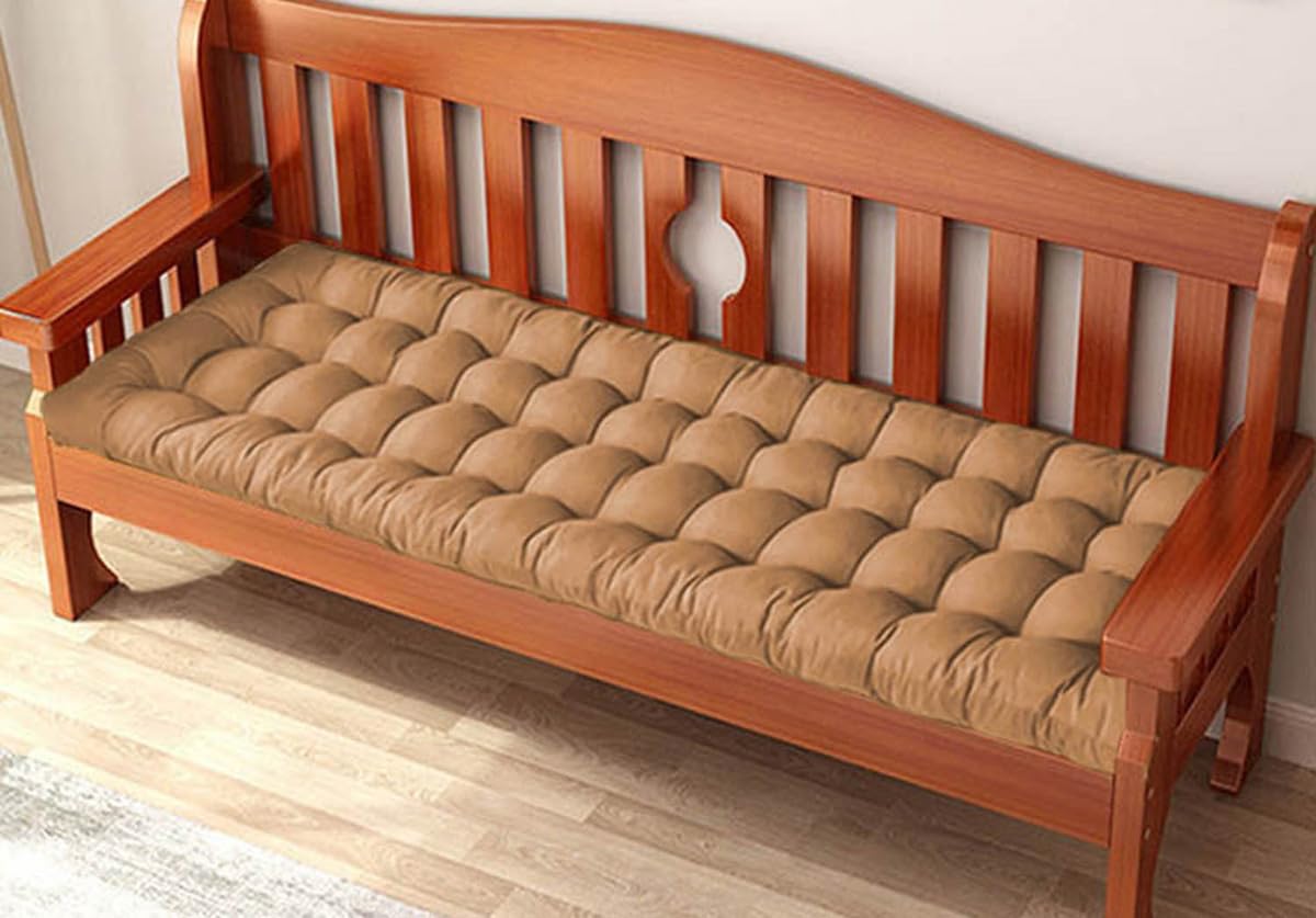 Thick Garden Bench Cushion Pad 2/3 Seater,100/120cm Rectangle Cotton Garden Bench Seat Cushions Pad for Chaise/Swing/Outdoor/Indoor (80x40cm,Beige)-image-44