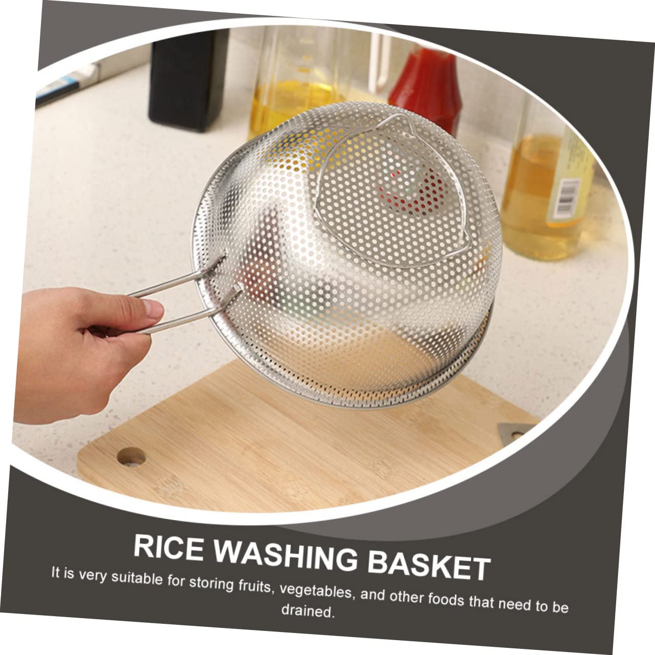 Amosfun 2 Piezas canasta de drenaje de arroz limpiador de arroz colador de lavadora de arroz te drain basket cesta verduras coladores de malla para cocina cesta de frutas de cocina Silver