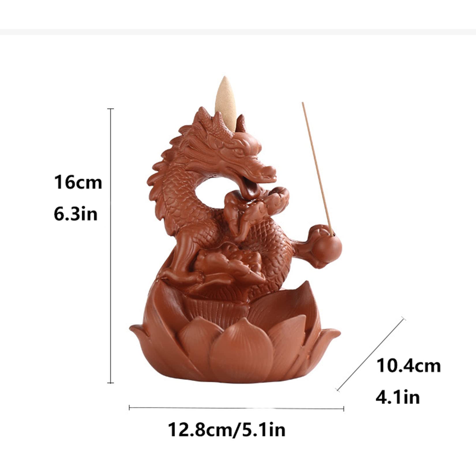 Keramik Wasserfall Räucherstäbchen, Backflow Räucherstäbchen, Räucherstäbchen Halter, Drachen Räucherstäbchen, Räucherstäbchen Sitz Mit 20 Backflow Räucherkegel+30 Räucherstäbchen,Braun