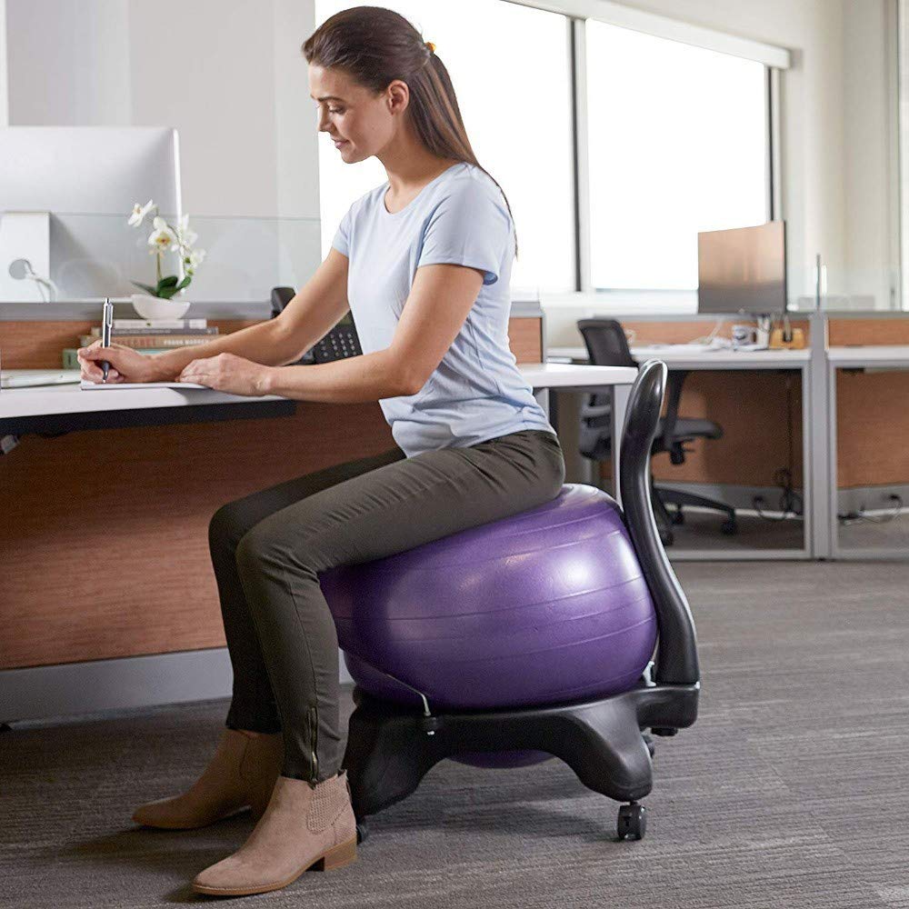 BODODO Silla de balance de pelota de yoga ergonómica con ruedas ajustable para oficina