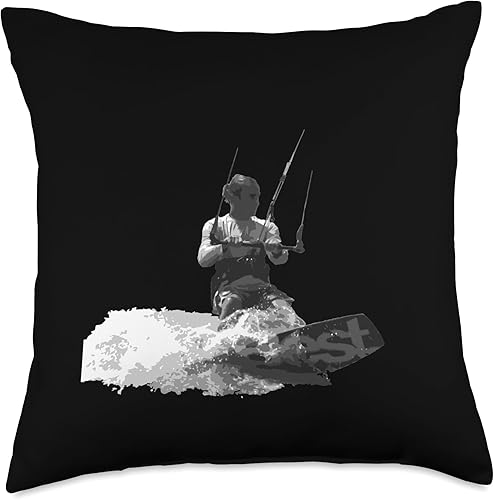 Miniatura 4 de Kitesurf Gifts and Surf Lover Tees by taiche Kitesurfer Surfing The Wave - Almohada de ilustración artística, 16 x 16 pulgadas, multicolor