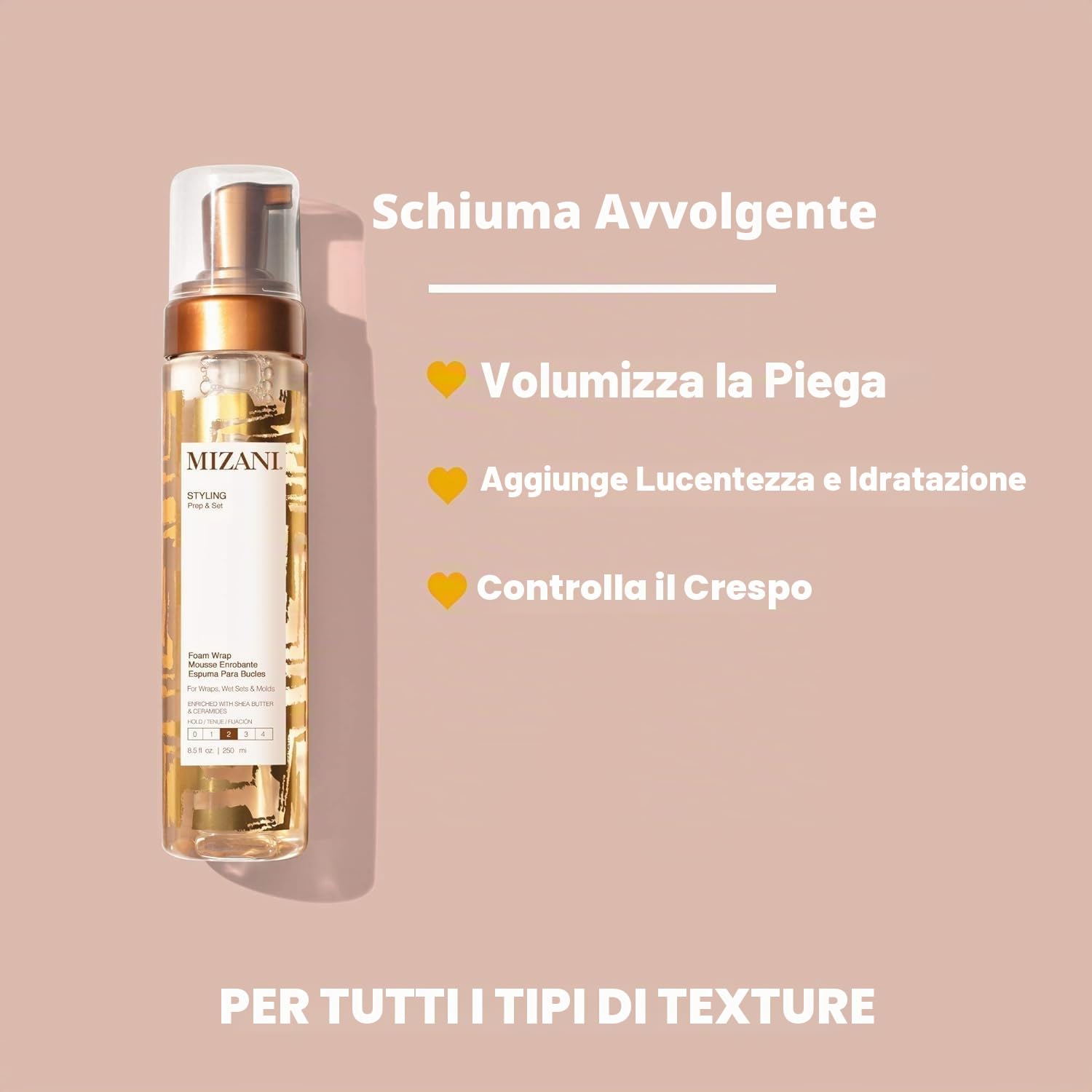 Mizani Styling Foam Wrap | Balances Hydration, Shine & Hold | with Shea Butter | Paraben-Free | for Curly Hair | 250 ml