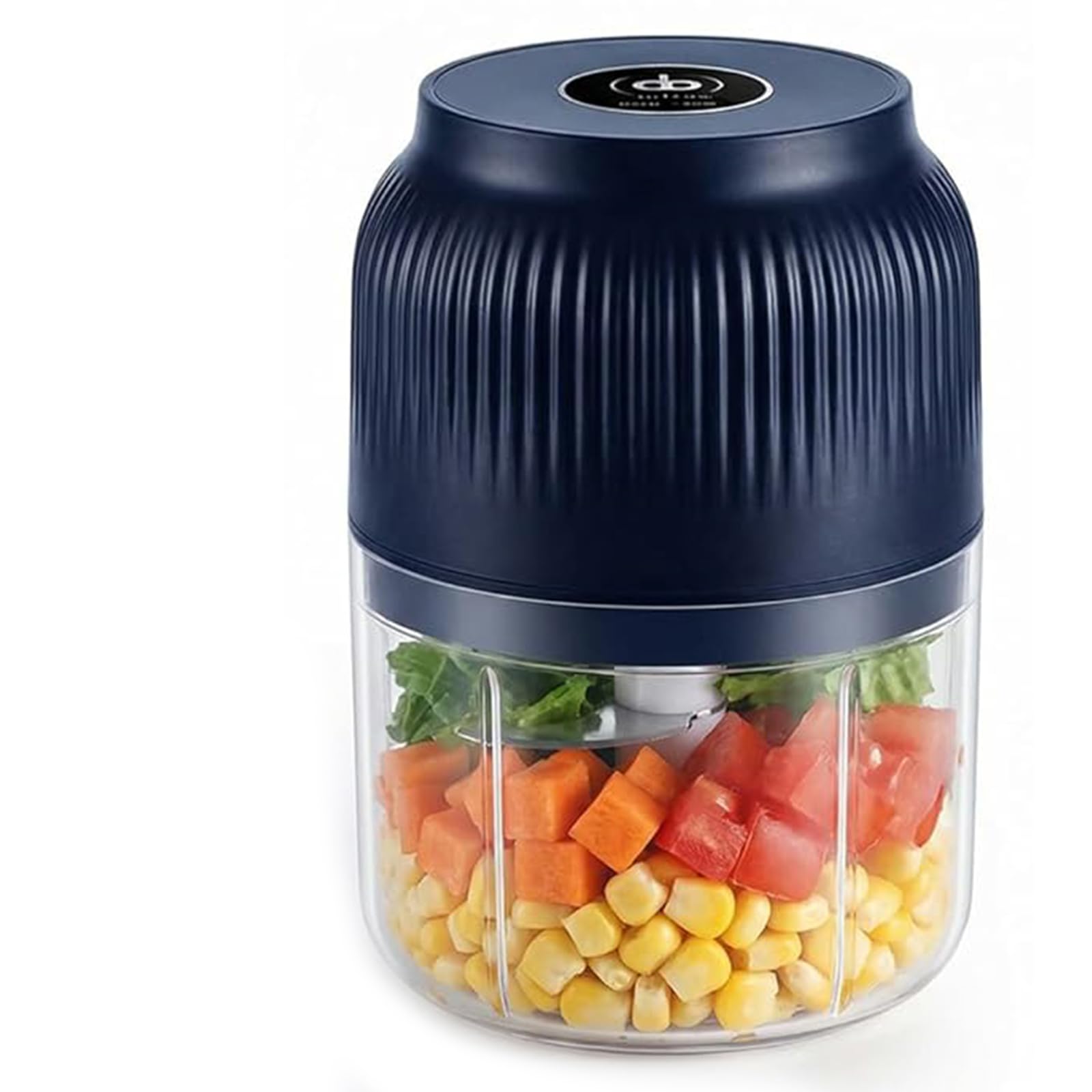 Mini Electric Food Chopper, Portable USB Rechargeabl Electric Garlic Chopper, Portable Mincer for Onion Ginger Chili Vegetable Meat Nuts Spices Fruit (Blue, Six blades)