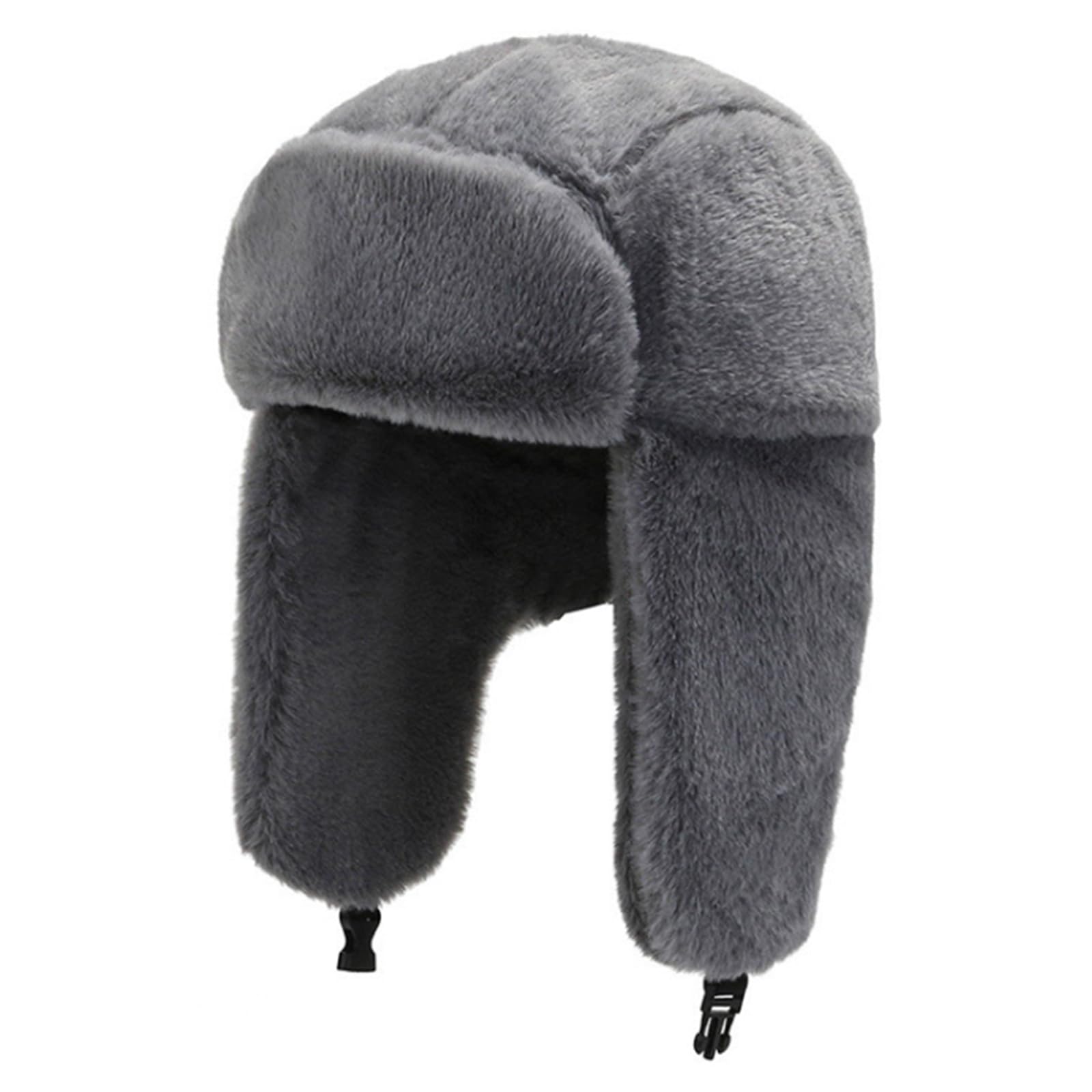 KXF Chapeau d'hiver unisexe avec cache-oreilles russe Ushanka en fausse fourrure avec cache-oreilles pour homme et femme