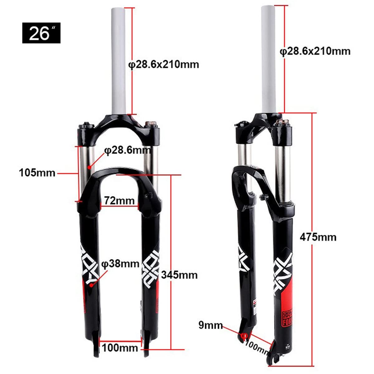 MTB DH FedergabelMTB Gabel Bike Aufhängung Gabel 26/27, 5/29 Zoll Aluminium Mountainbike Gabel Reise 105mm Manuelle Lockout QR 9mm Gerade Rohr