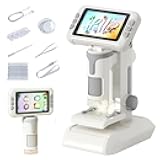 4 inch 1080P Microscope for Kids,2-in-1 Handheld & Desktop Digital Zoom 100X-1600X Digital,6 LED Lights,Includes 4 Blank & 2 Prepared Slides,Kids Microscope Educational Science Toy Age 8-12 (White)