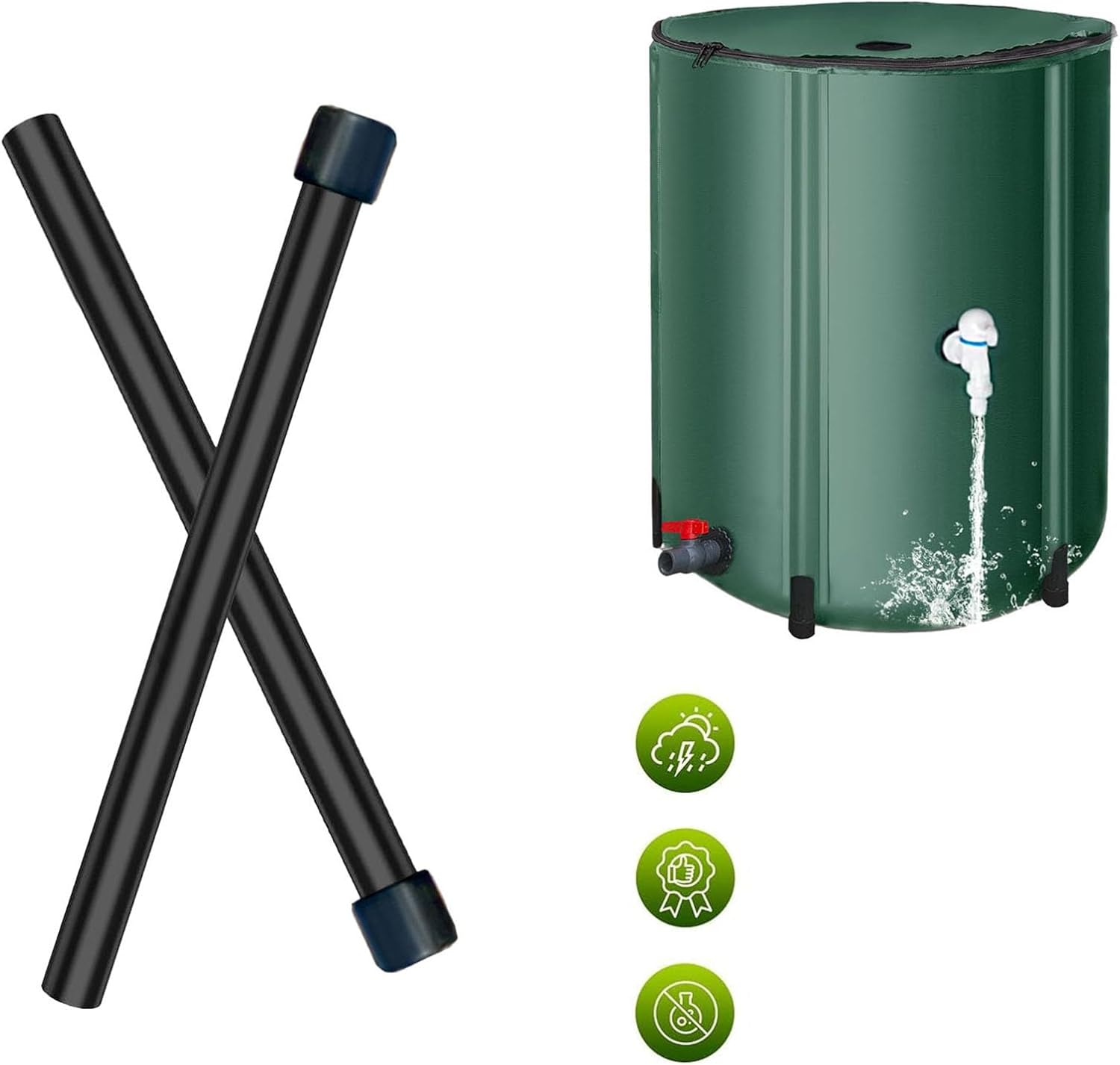 Foldable Water Collection Storage Tank,with Drain Valve &Transparent Scale Lines and Spigots Overflow Kit,for Garden Plant Watering (750L) ()