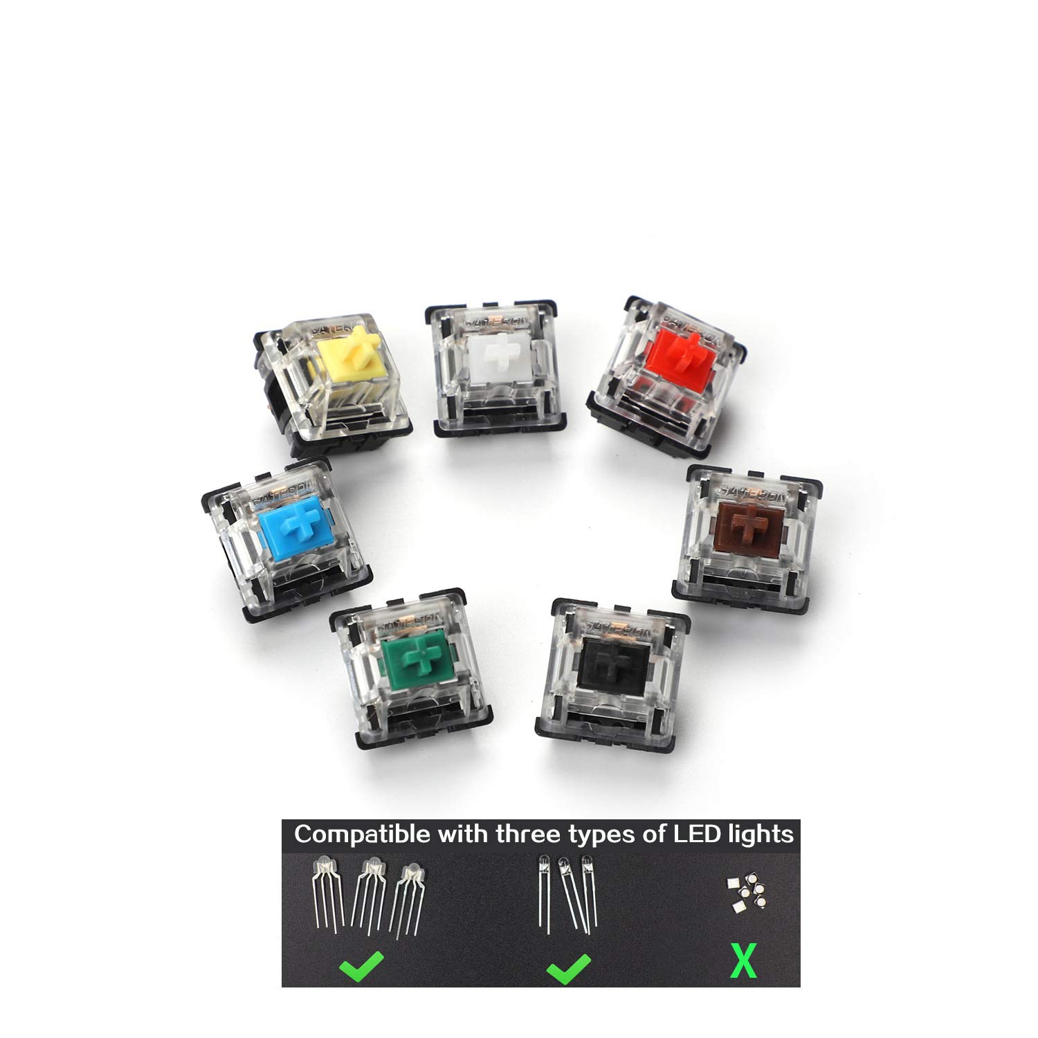 YMDK Gateron MX Switch 3 pin and 5 pin Transparent Case Black Red Green Brown Blue Clear Switches for Mechanical Keyboard Cherry MX Compatible - 3