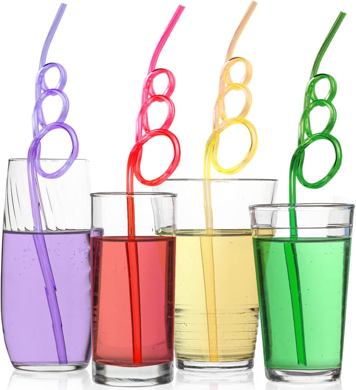 Kicko 24 Pieces Loop Straws in Assorted Colors – Great for Parties, Carnivals, Fun.
