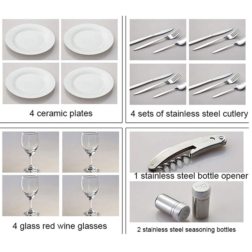 Cestas De Picnic, Cesta De Picnic De Mimbre para 4, Accesorios De Cesta De Picnic De Sauce, Platos Y Utensilios, Cestas De Picnic para Cenar Al Aire Libre
