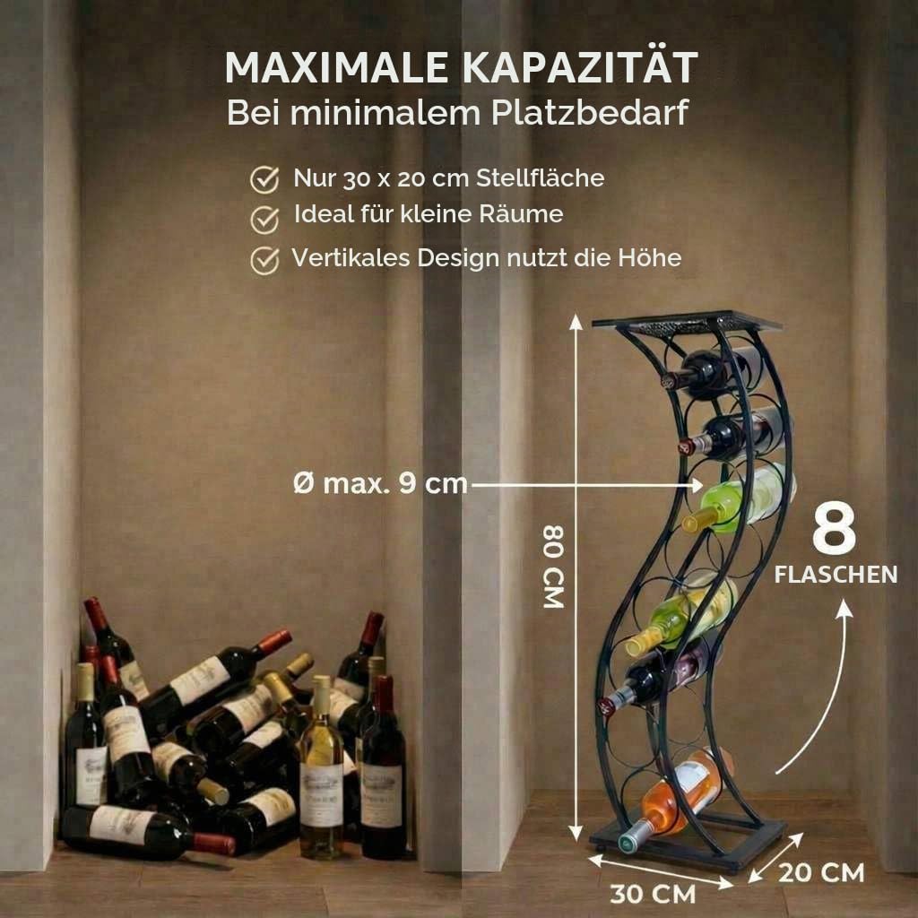 DanDiBo Weinregal Metall Schwarz Stehend Flaschenregal Schmal 80 cm Elegance Weinständer Flaschenhalter Wine Rack Modern