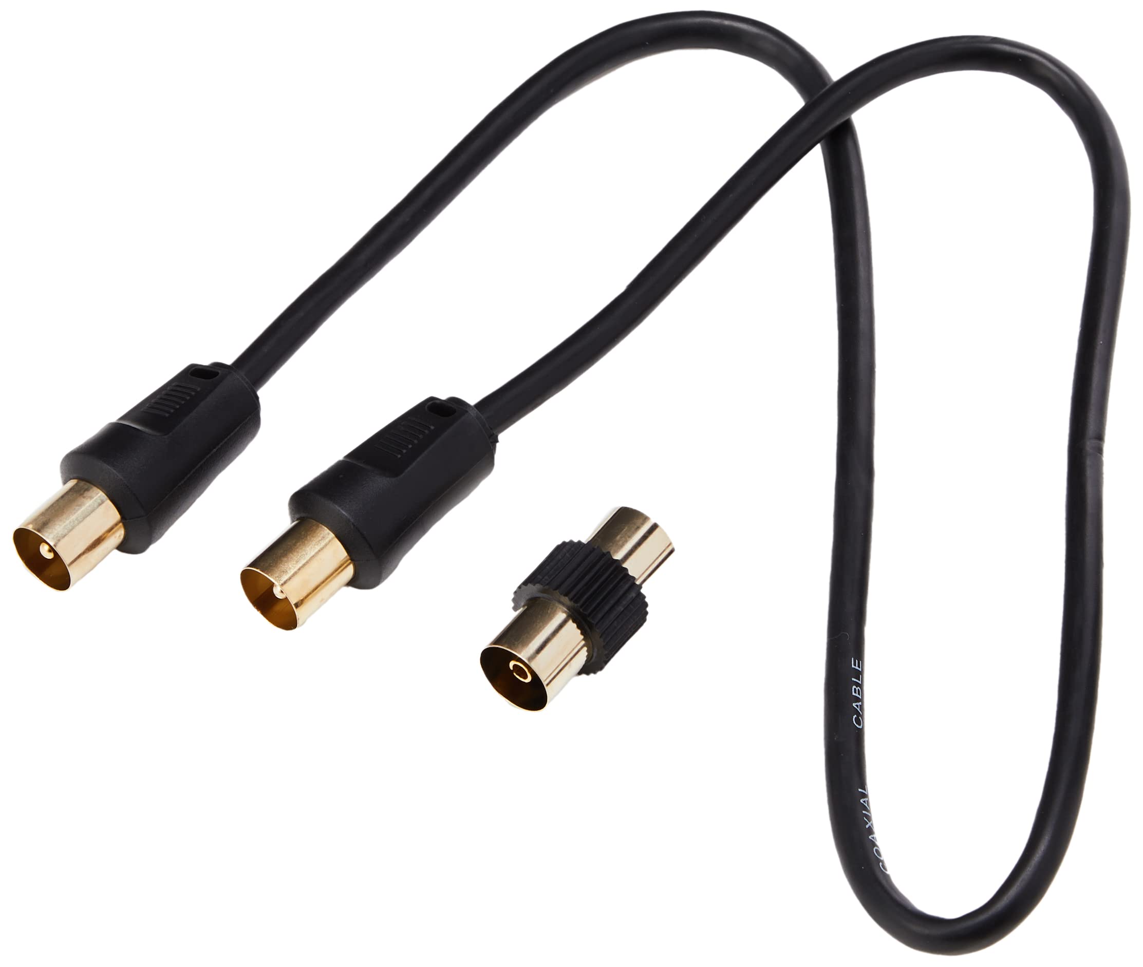 CDL Micro Gold T.V Aerial Cable (M-M) With Adapter (F-F) 0.5m BLACK