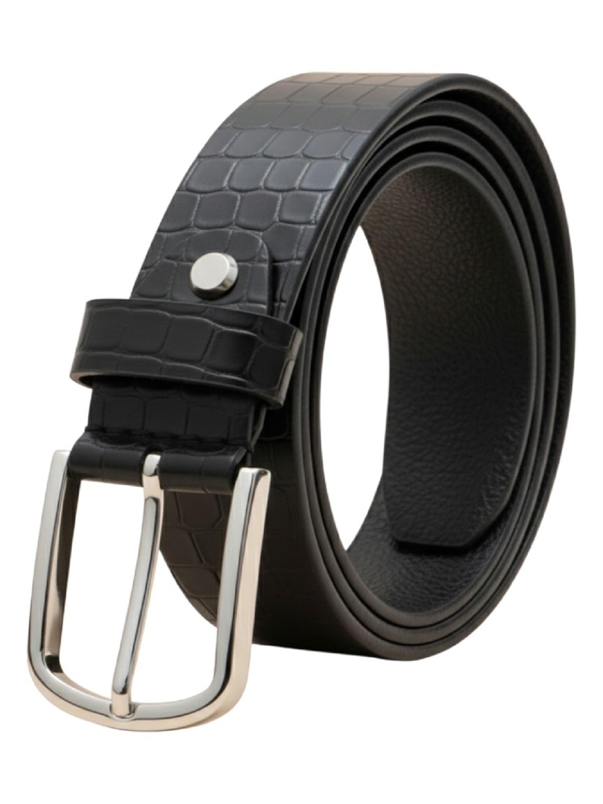 Men’s Brown Croco Textured Genuine Leather Belt | Classic Pin Buckle | Premium Leather Belt for Formal & Casual Wear-image-49